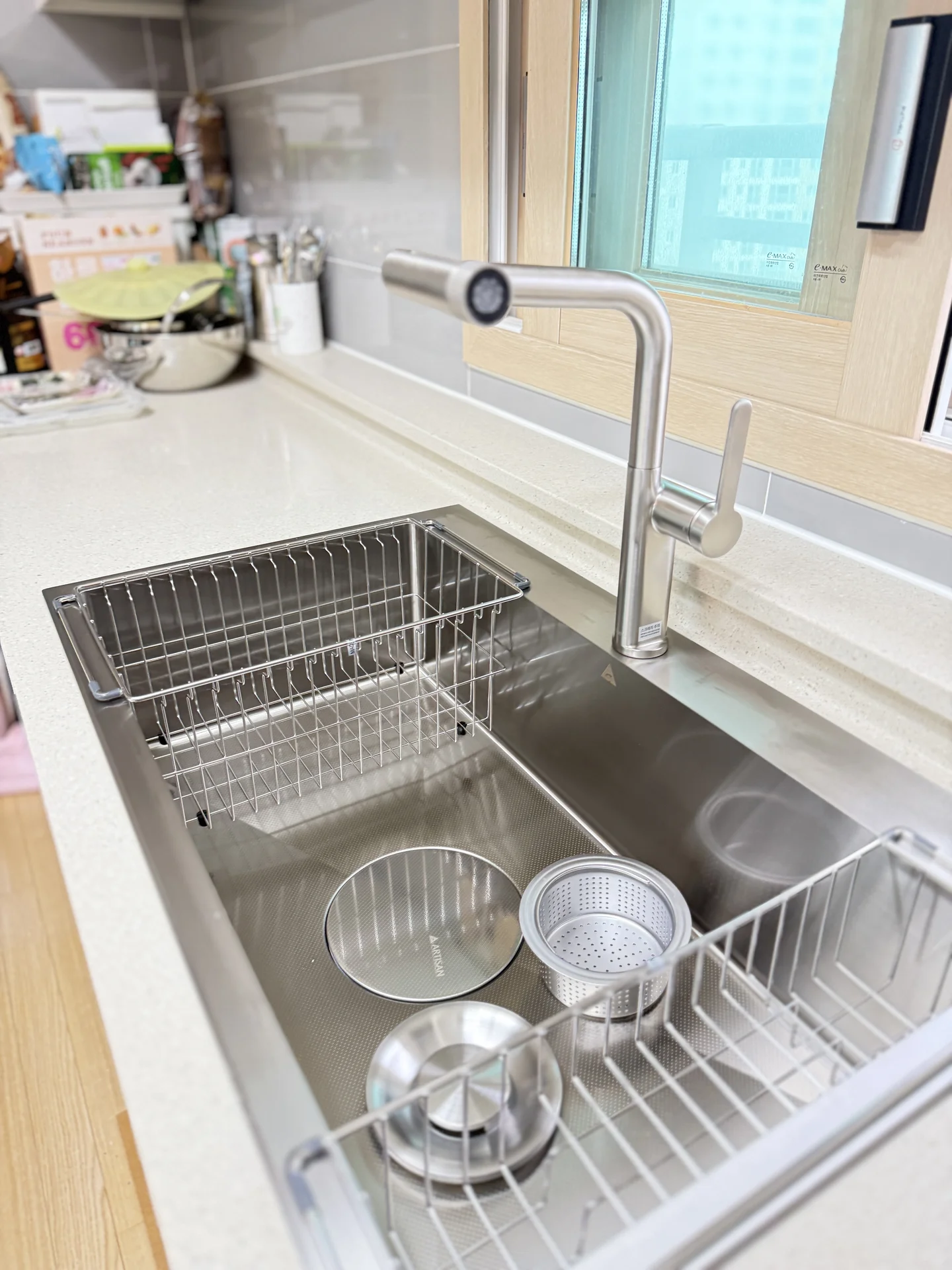 아티잔 EDU858 사각싱크볼 에떼르노 EK-6001 수전 측면 앵글
